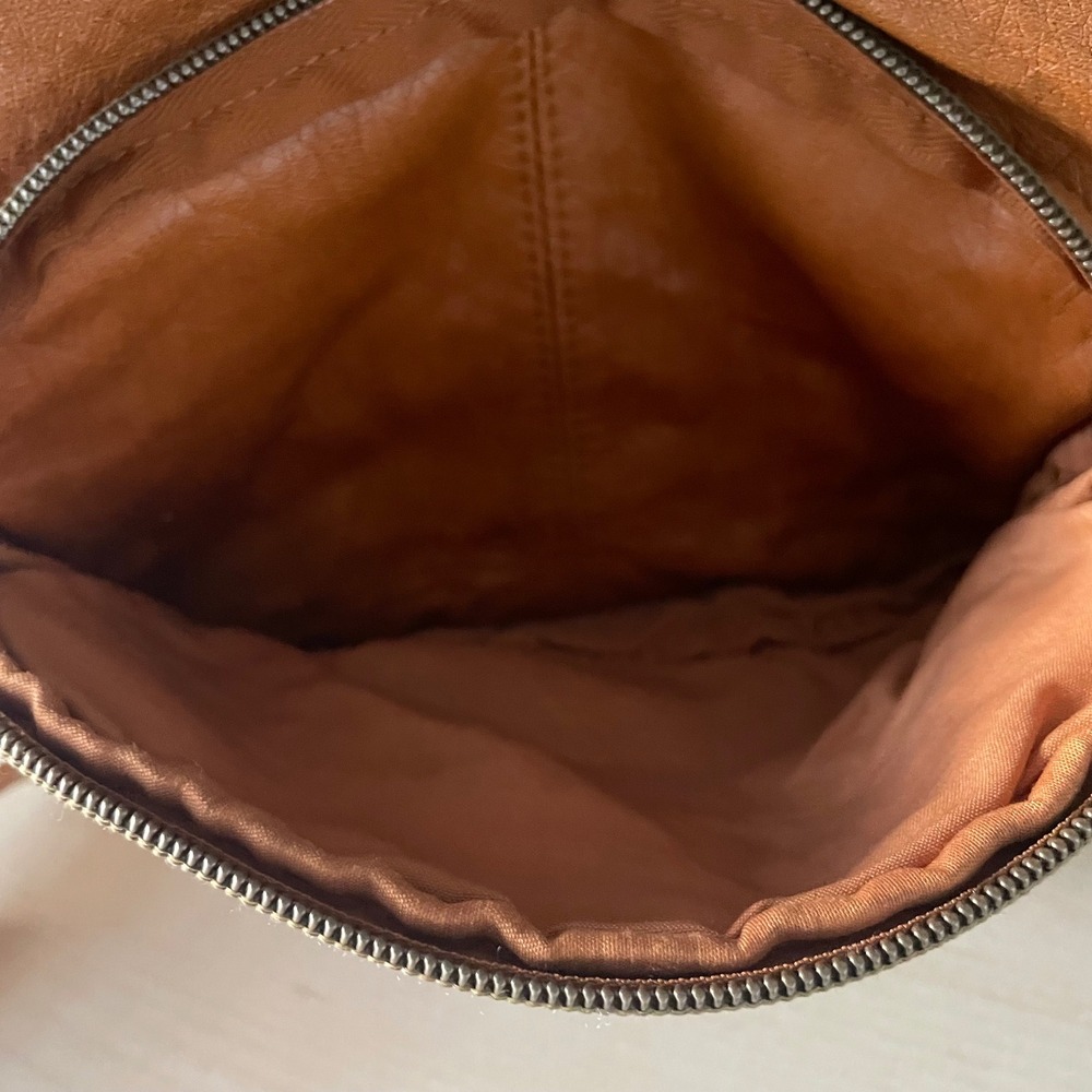 Y2K MUDD Boho Indie Crossbody Earthy Vegan Leather Orange Brown Bag embroidered - Picture 9 of 12